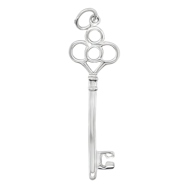 Sterling Silver Floral Design Key Pendant