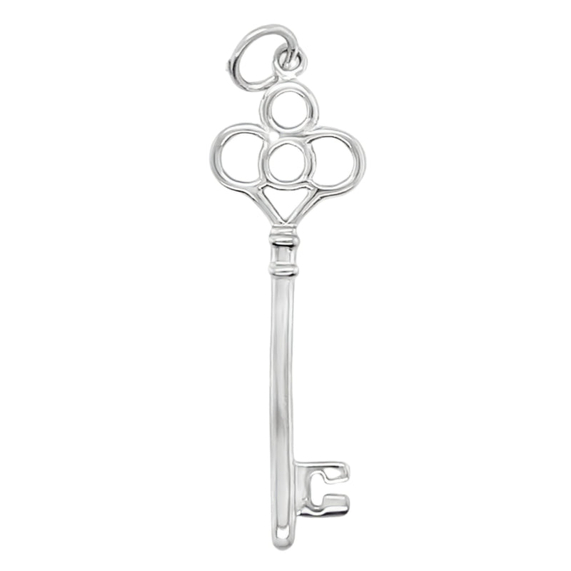 Sterling Silver Floral Design Key Pendant