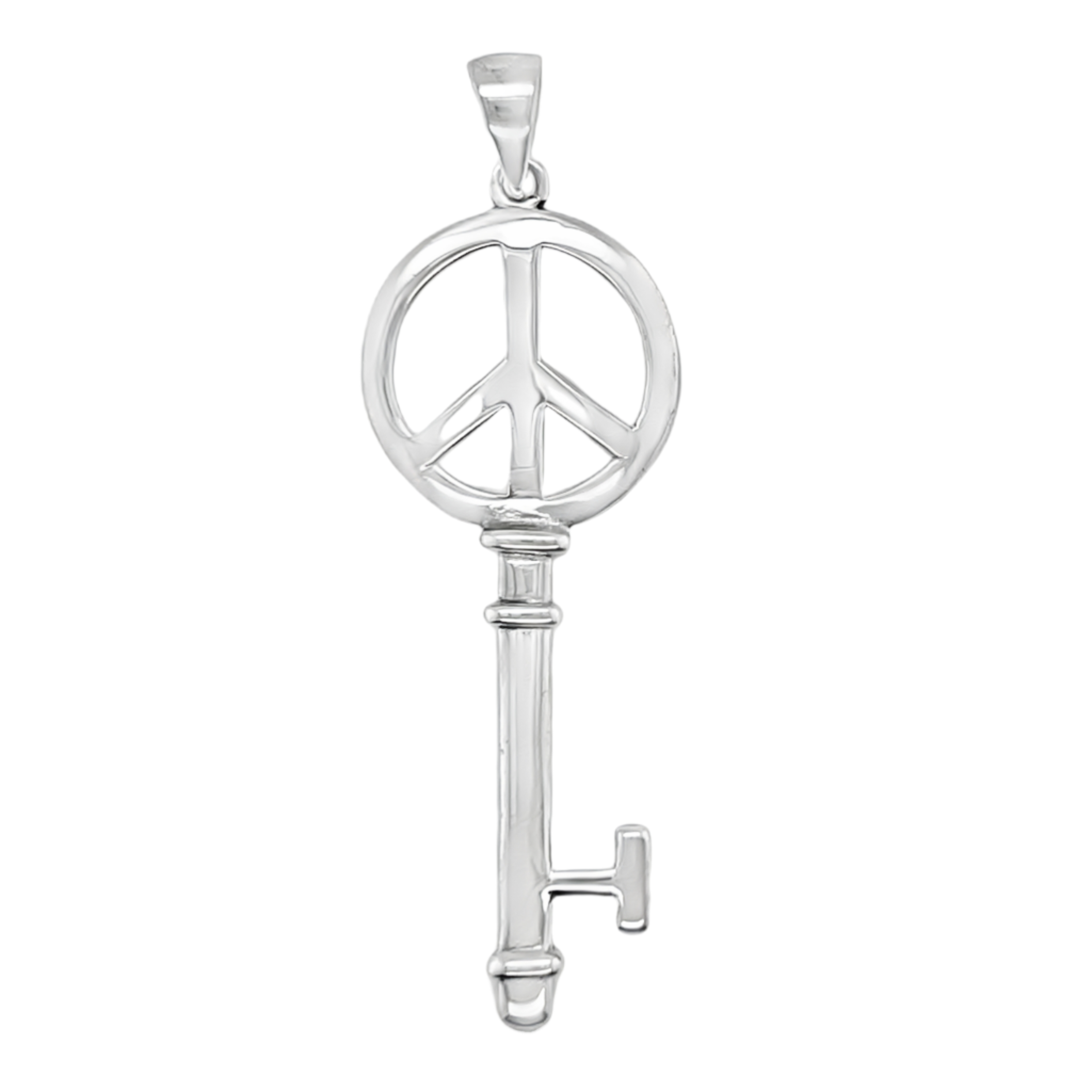 Sterling Silver Peace Sign Key Pendant