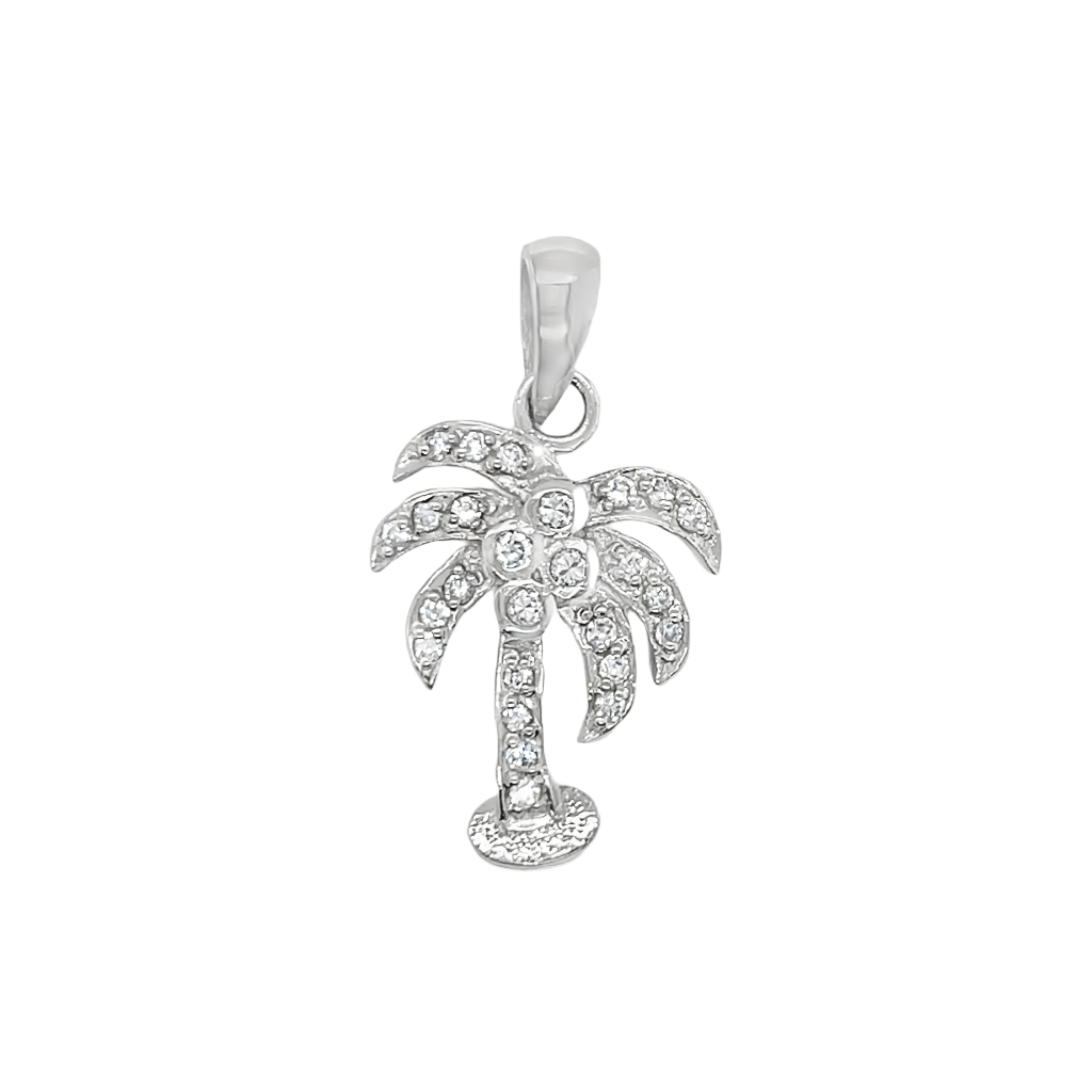 Sterling Silver Palm Tree CZ Pendant