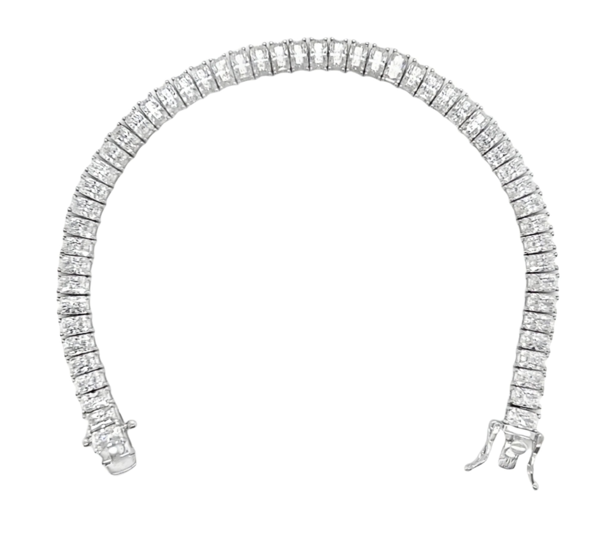 Sterling Silver Moissanite Emerald Cut Tennis Bracelet (7")