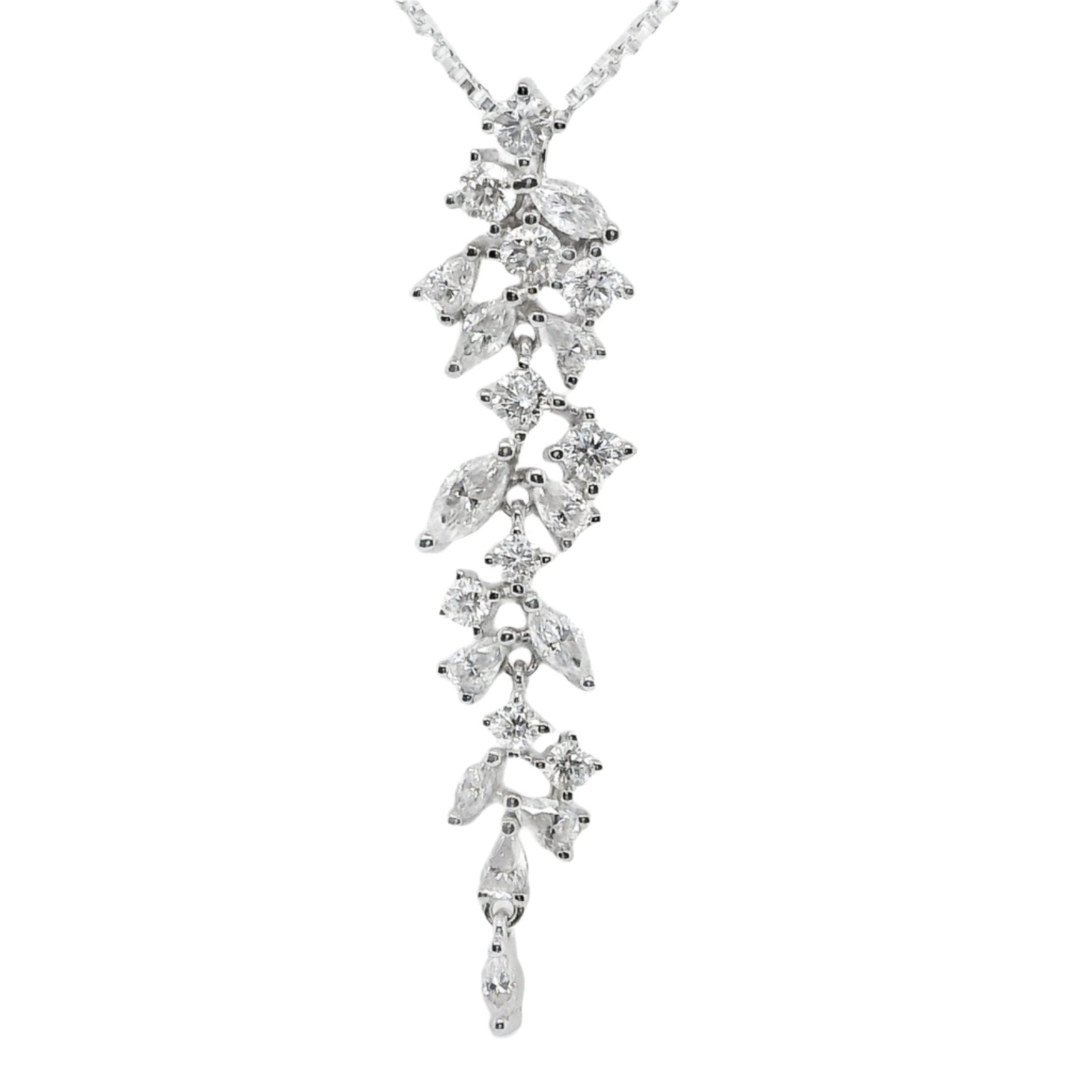 Sterling Silver Moissanite Marquise, Pear, Round Cluster Pendant  ( Chain Not Included )