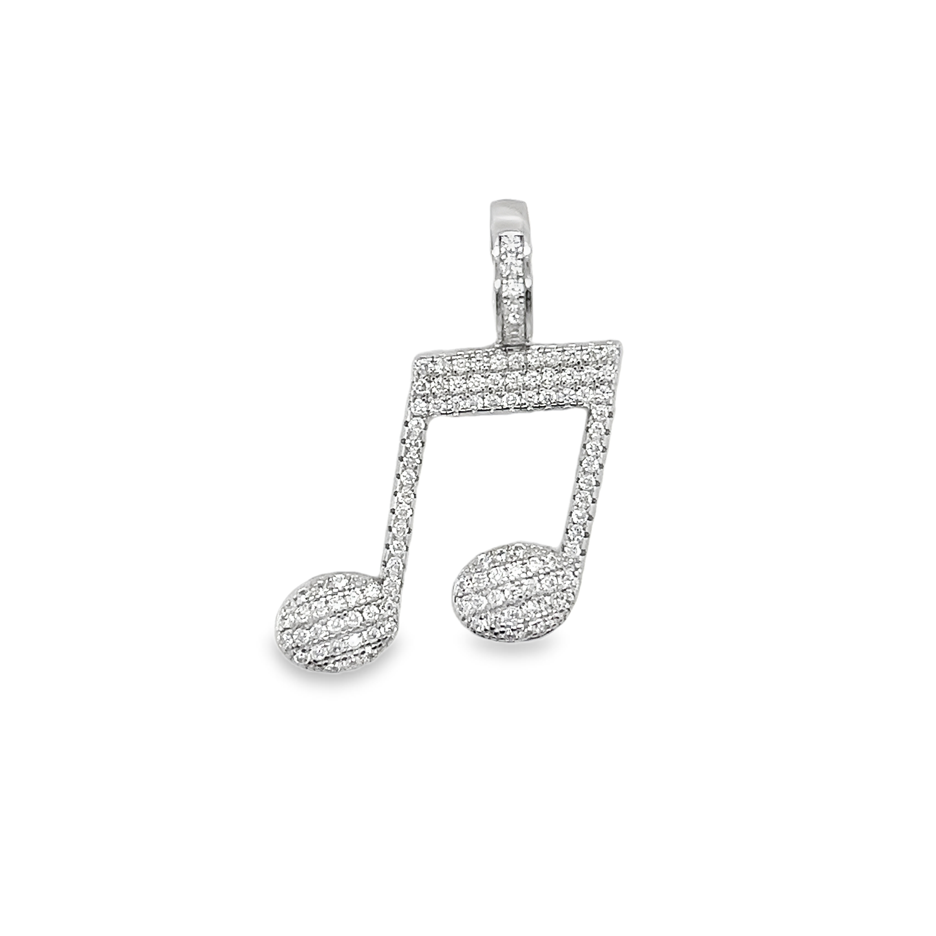 Sterling Silver CZ Music Note Pendant