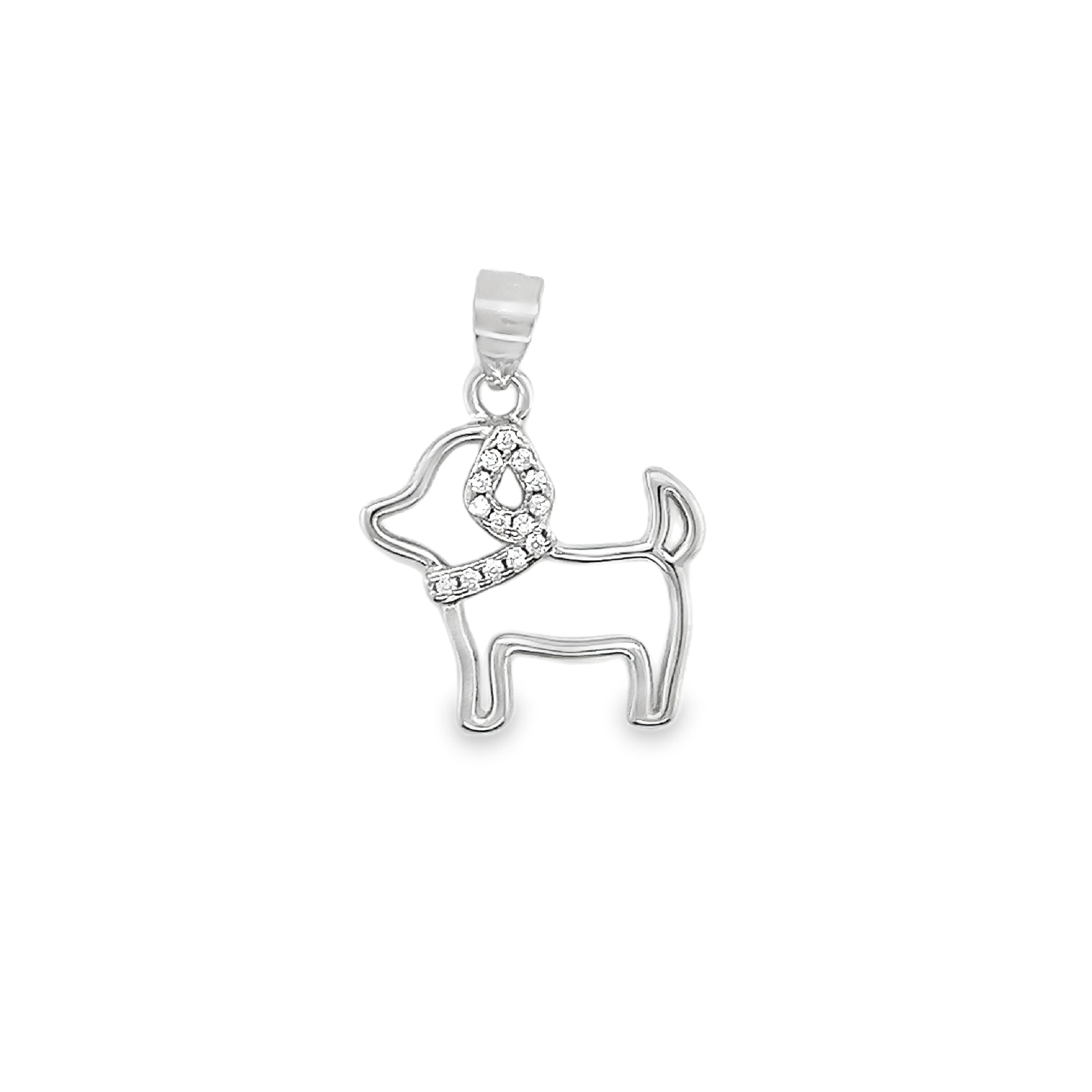 Sterling Silver CZ Dog Pendant