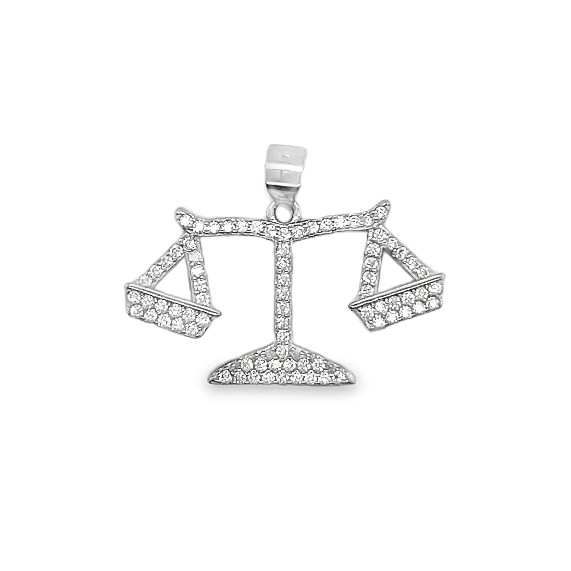 Sterling Silver CZ Balance Scale Pendant