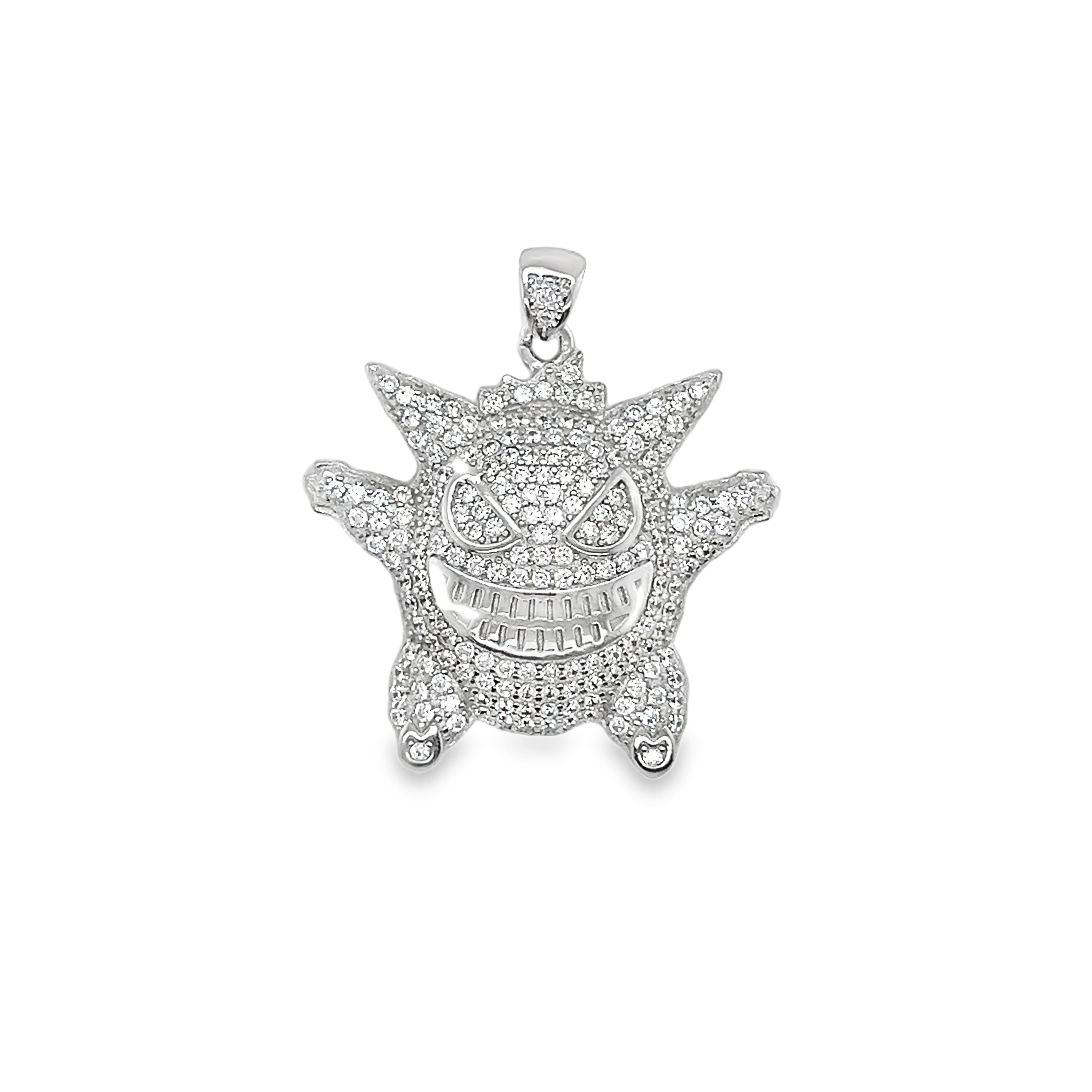 Sterling Silver CZ Gengar Pokemon Pendant