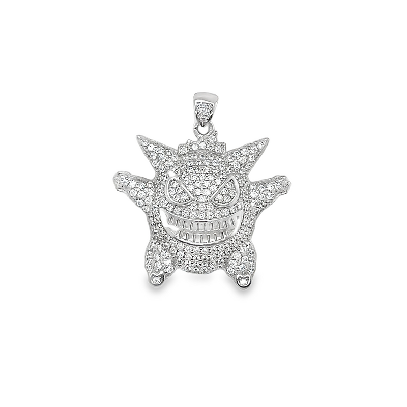 Sterling Silver CZ Gengar Pokemon Pendant