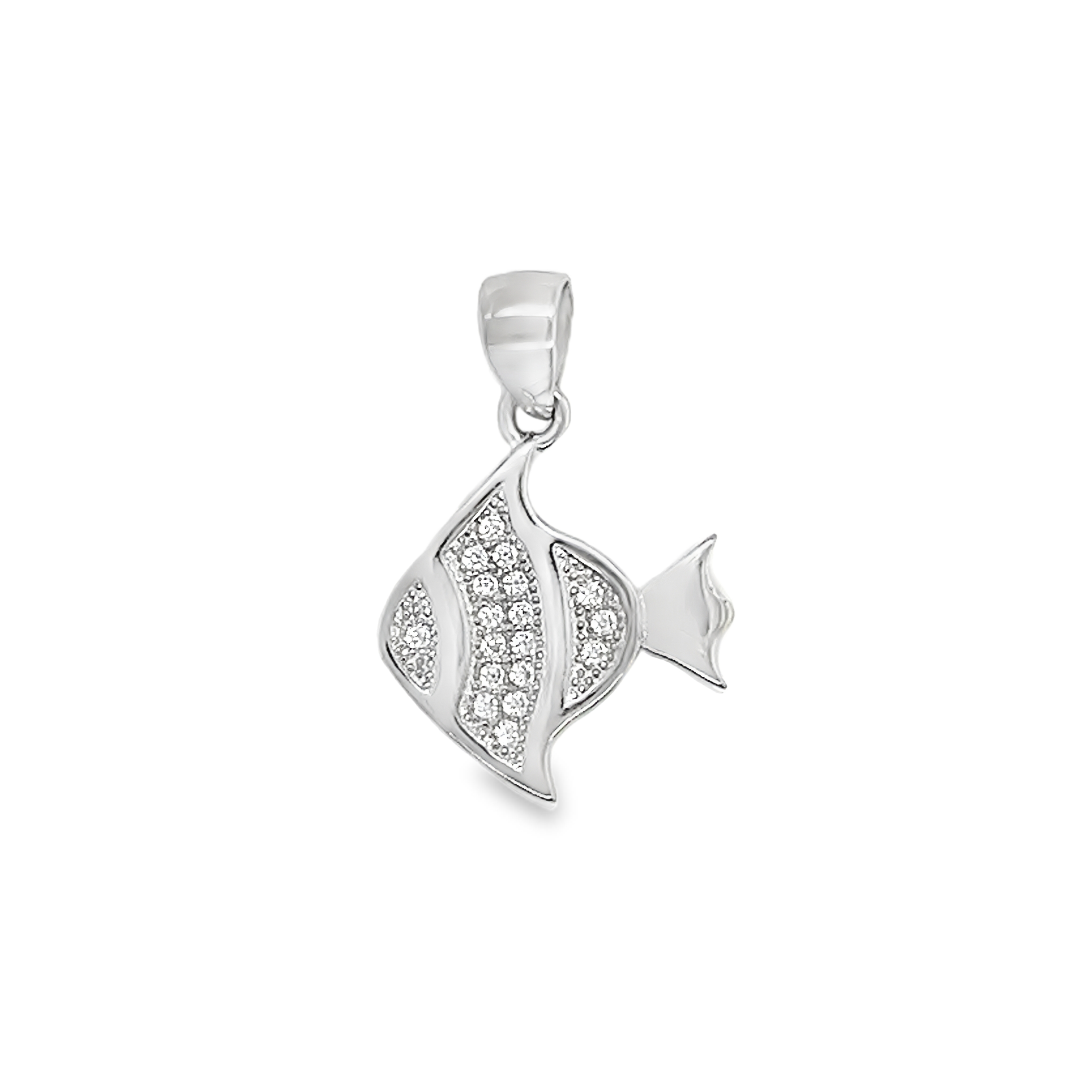 Sterling Silver CZ Fish Pendant