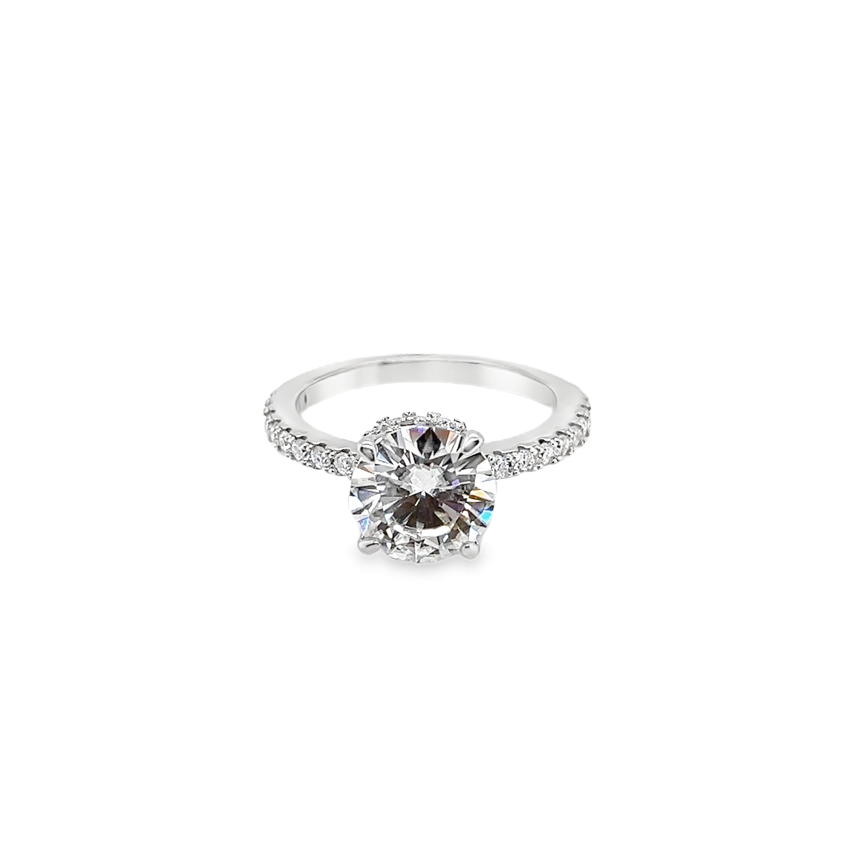 Sterling Silver 2.0CT 8.0MM Moissanite Engagement Ring