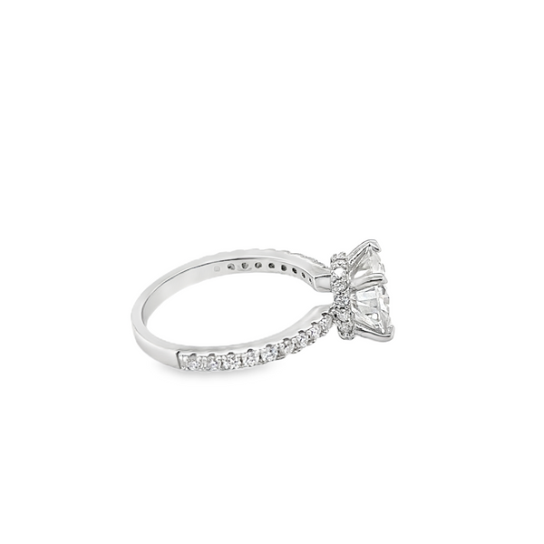 Sterling Silver 2.0CT 8.0MM Moissanite Engagement Ring