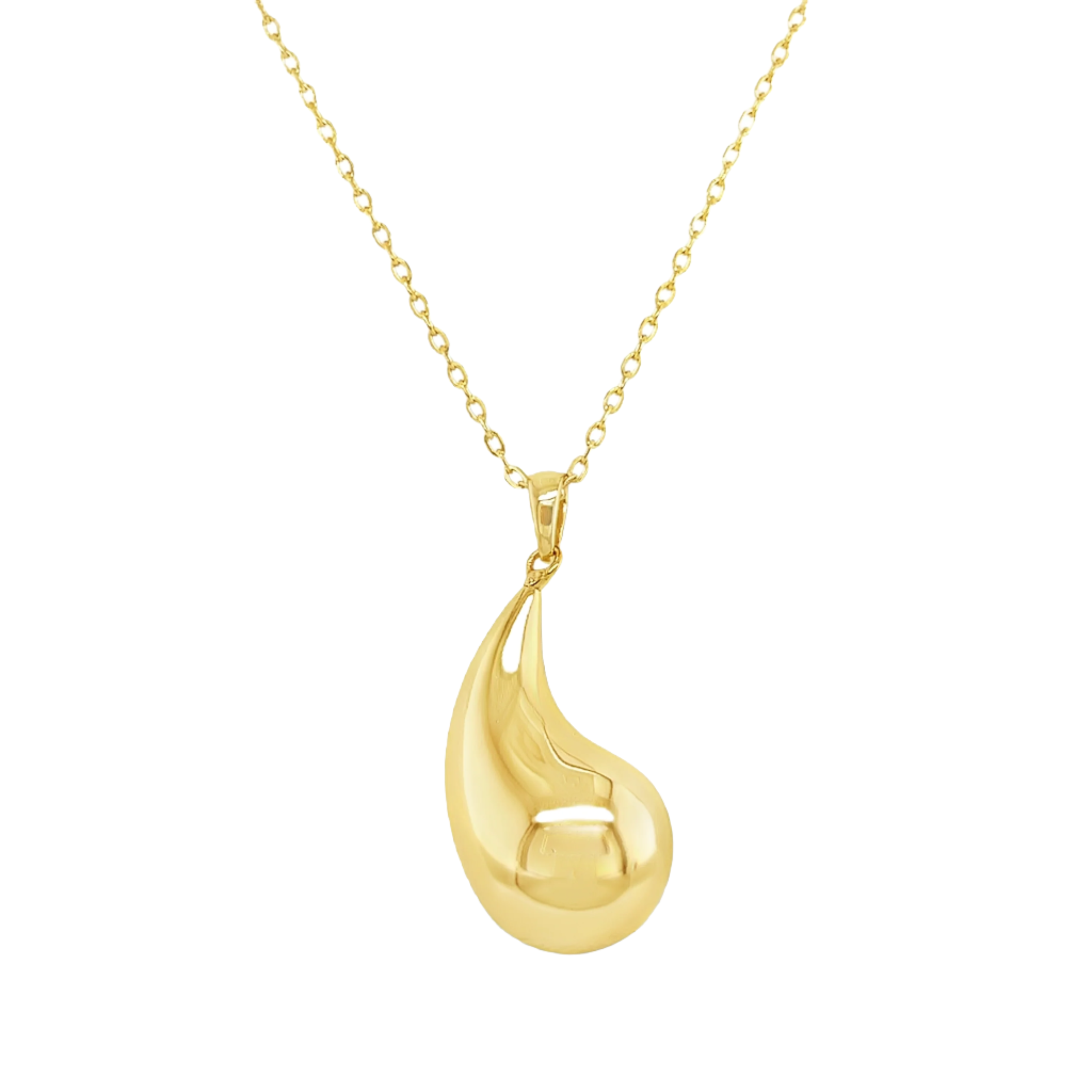 Sterling Silver Puffed Teardrop Necklace