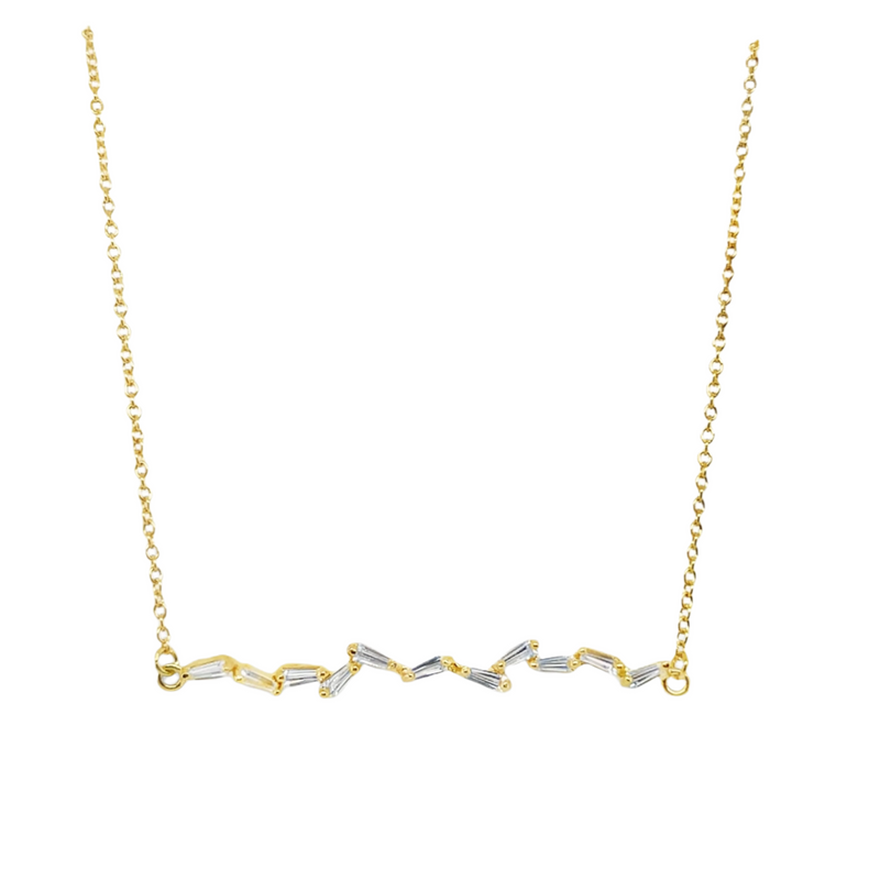 Sterling Silver Baguette CZ Necklace