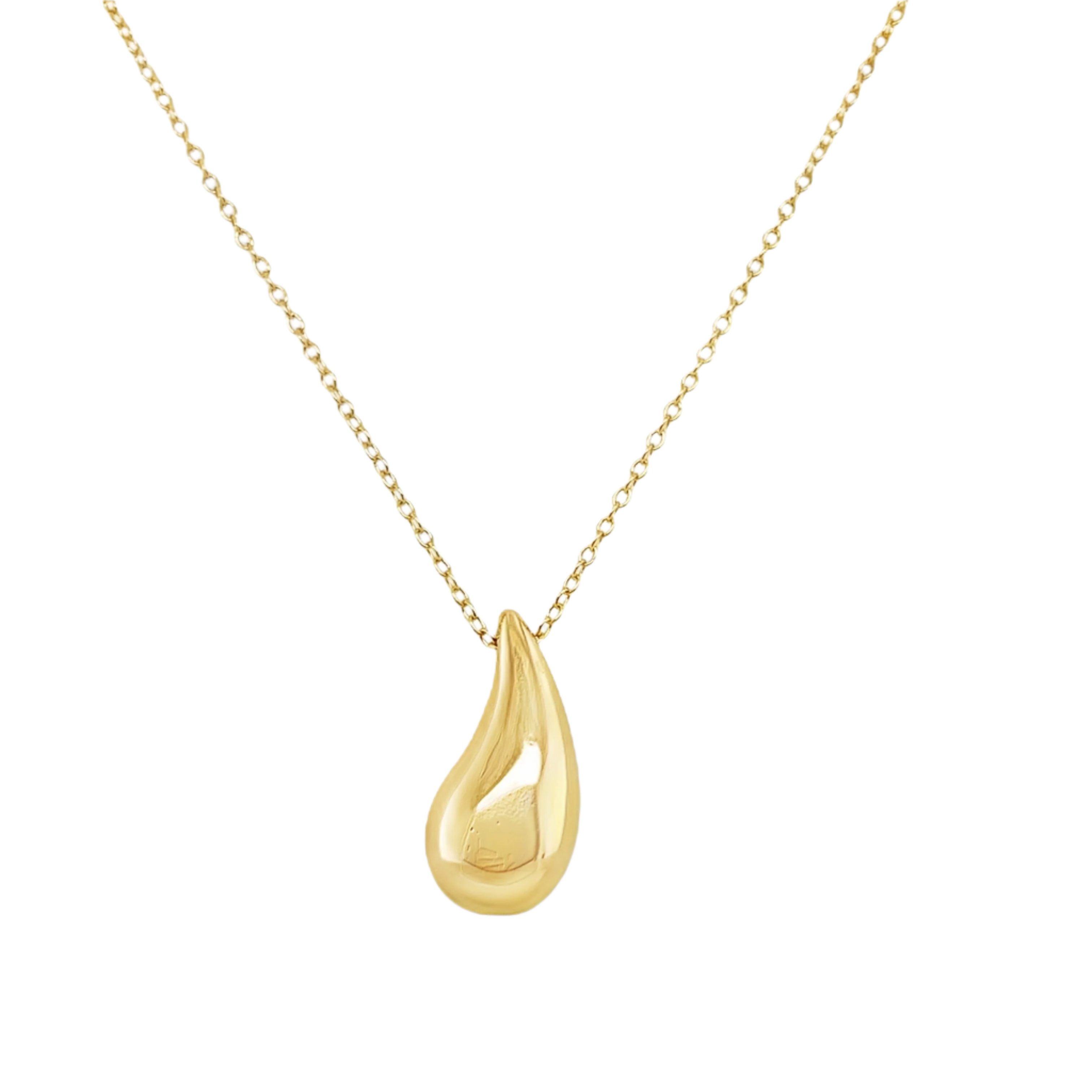 Sterling Silver Puffed Teardrop Necklace