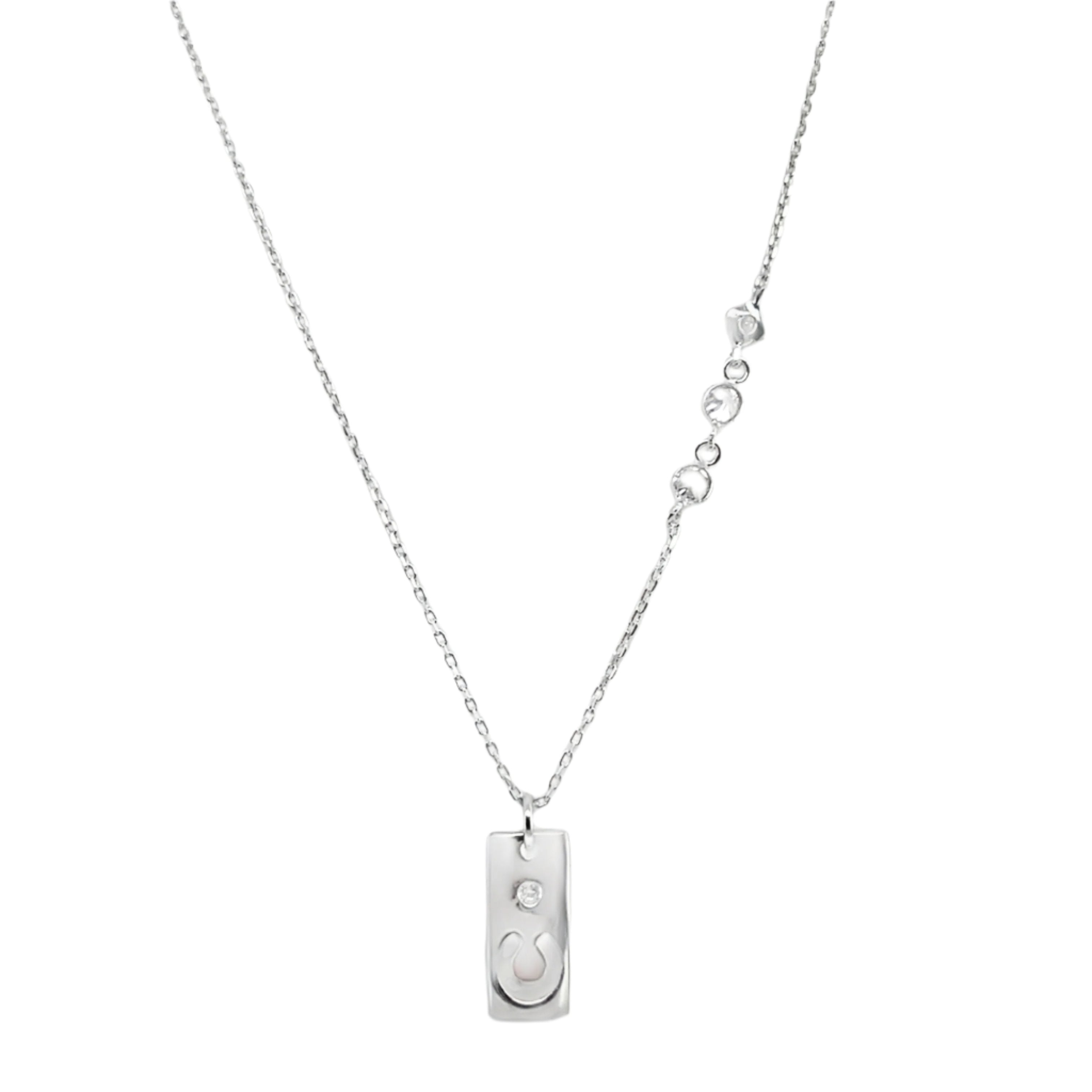 Sterling Silver Horseshoe Cut Out CZ Necklace