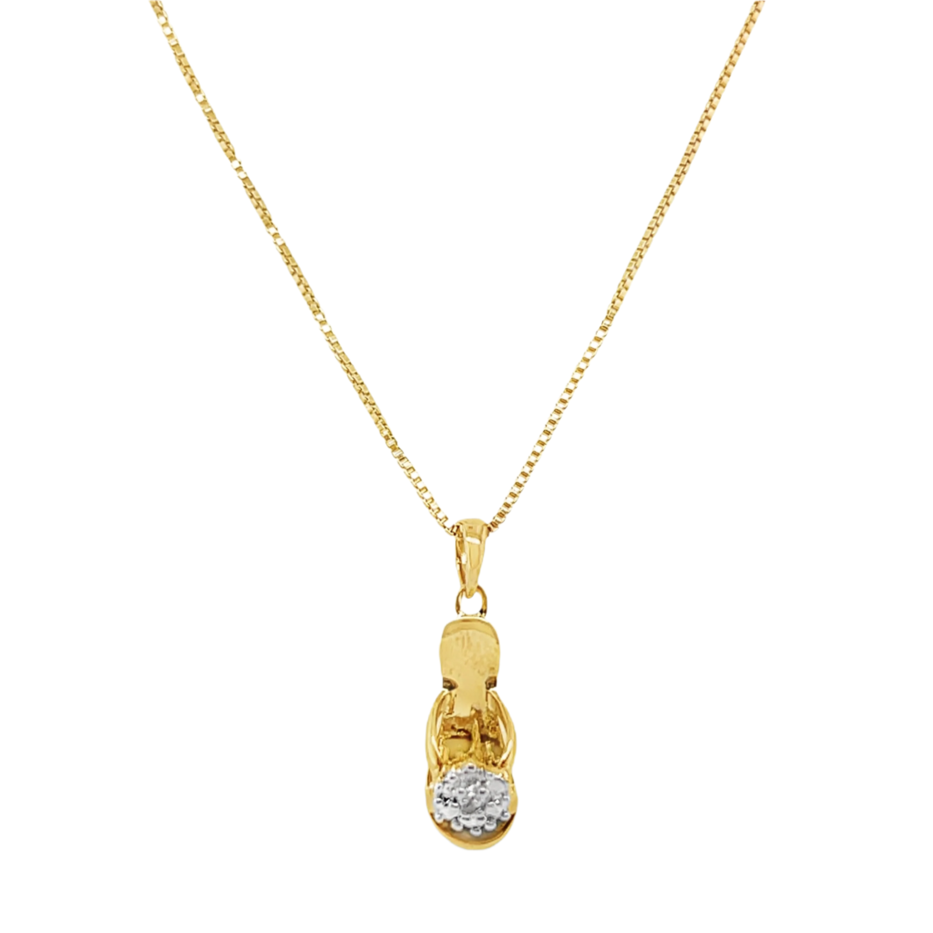 Sterling Silver Gold Plated CZ Shoe Necklace