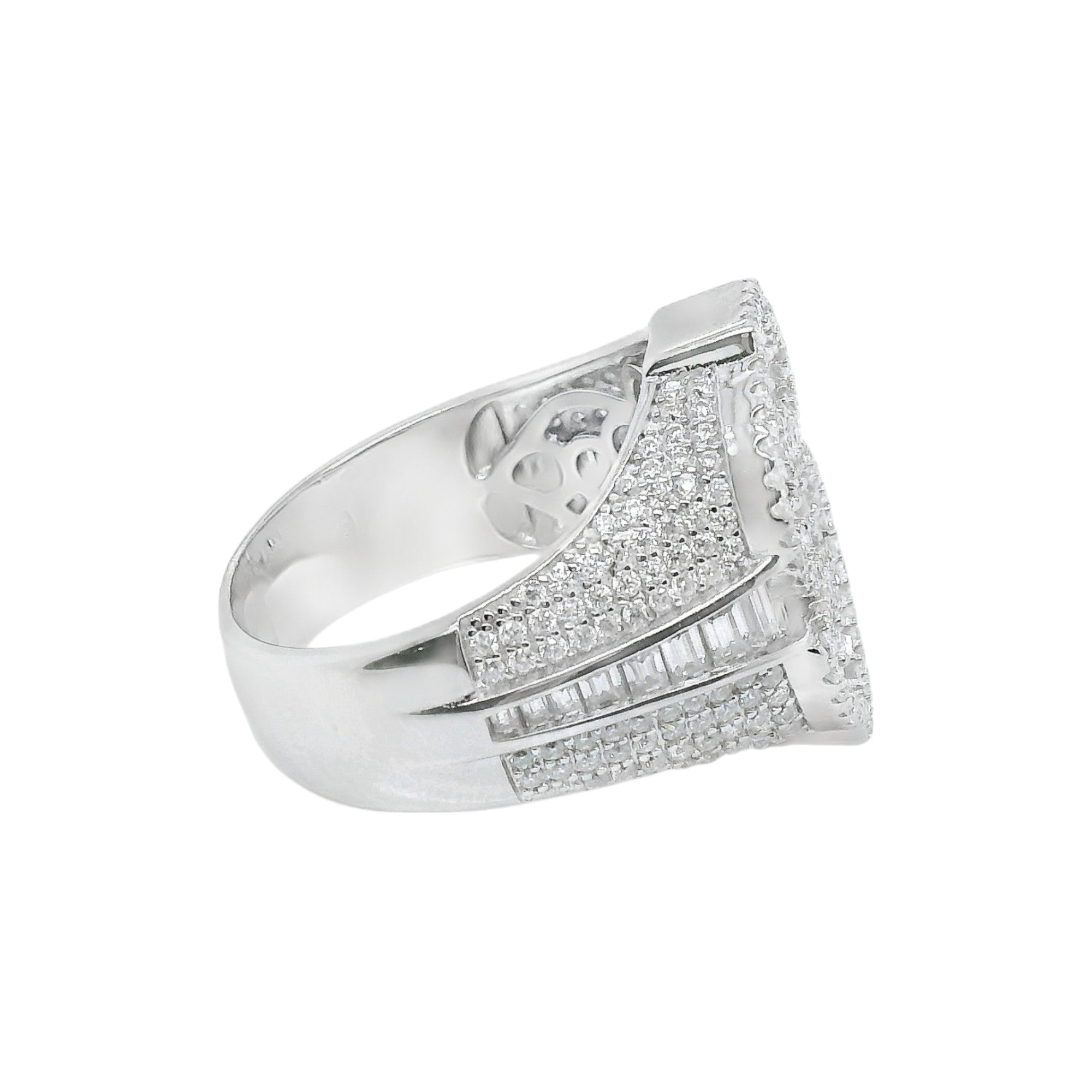 Sterling Silver Moissanite Dollar Sign Men's Ring