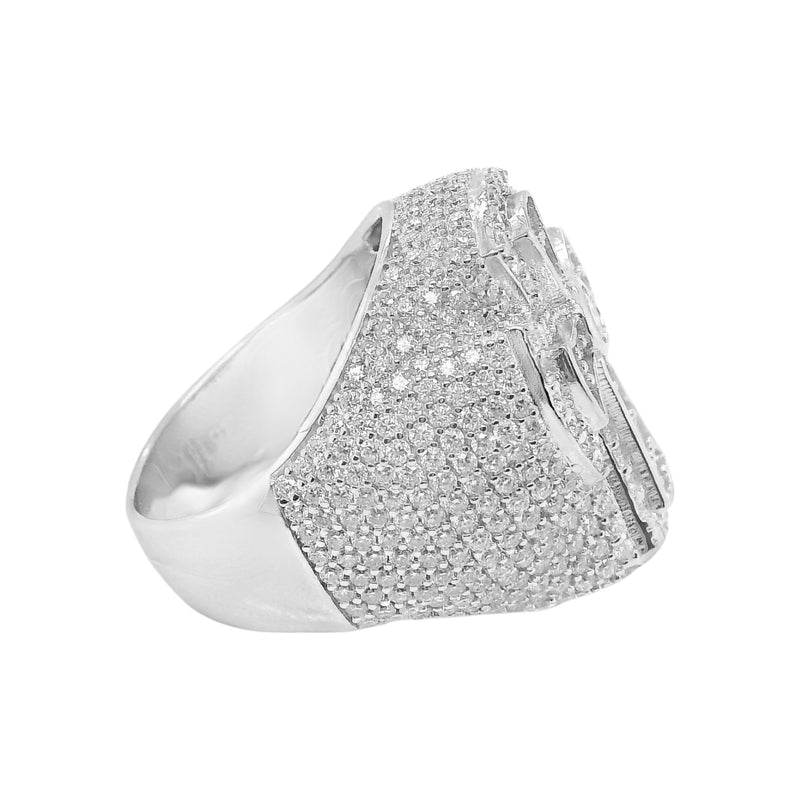 Sterling Silver Moissanite Pave Cross Men's Ring