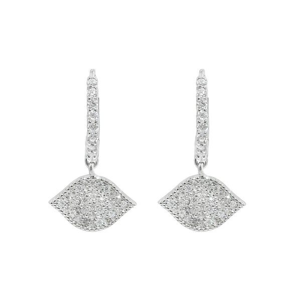 Sterling Silver Moissanite Evil Eye Huggie Earrings