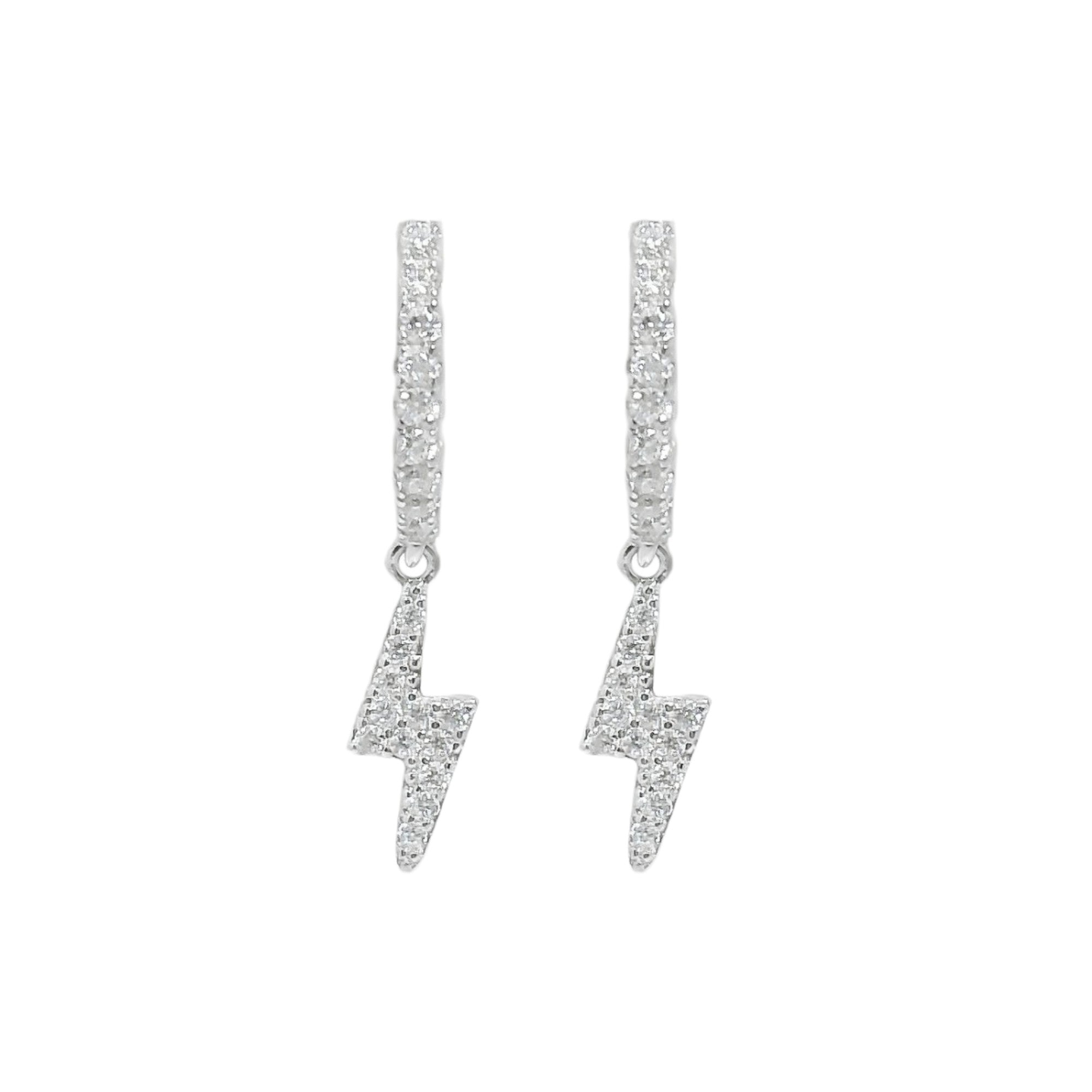 Sterling Silver Moissanite Lightning Bolt Huggie Earrings