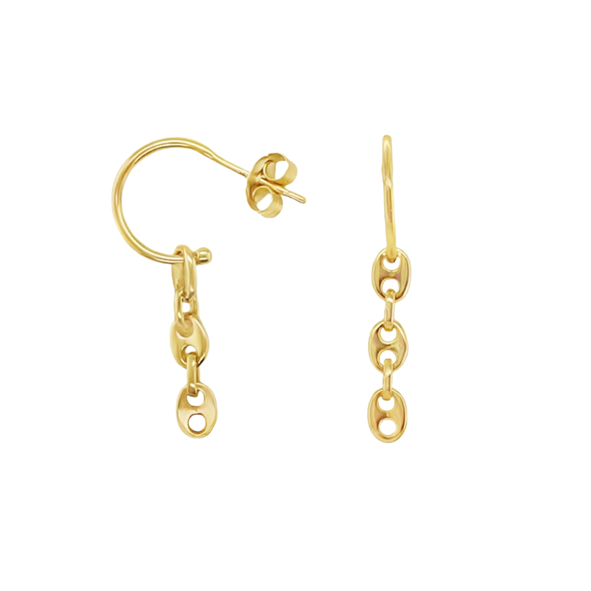 Sterling Silver Dangling Gucci Link Huggie Post Earrings