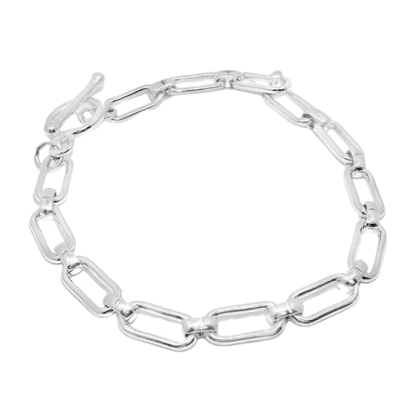 Sterling Silver Paperclip Toggle Link Charm Bracelet