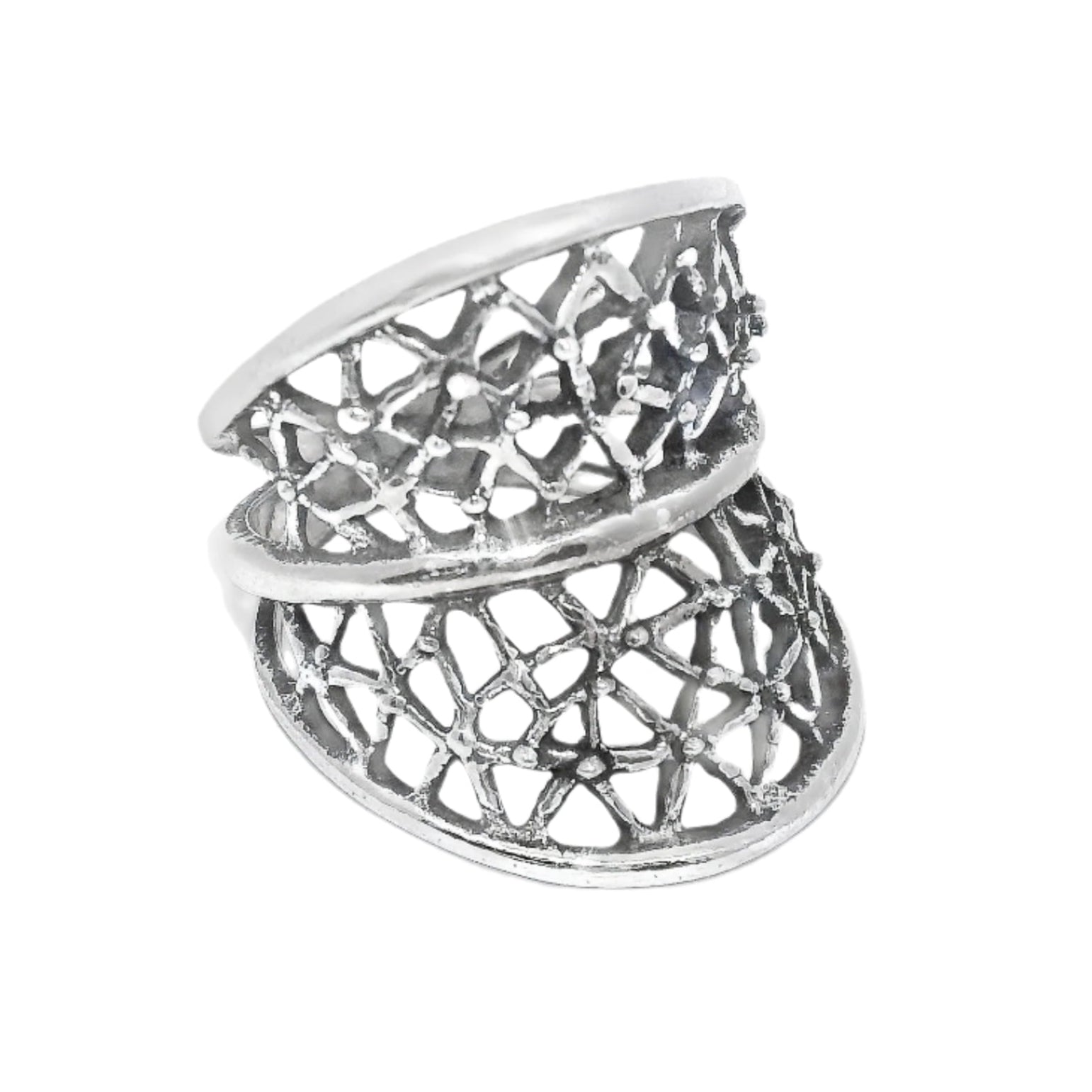 Sterling Silver Large Criss Cross Cut-Out Ring