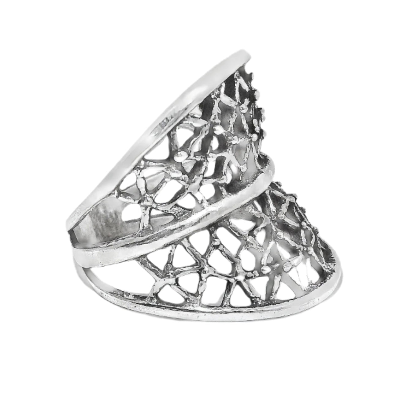 Sterling Silver Large Criss Cross Cut-Out Ring