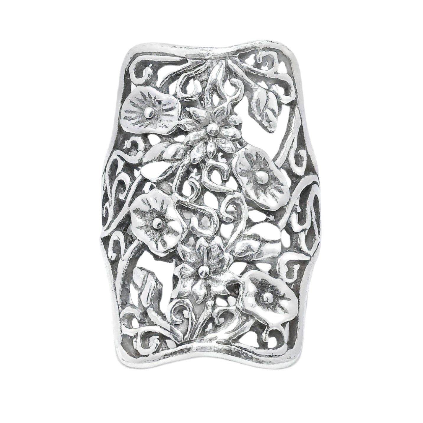 Sterling Silver Large Flower Design Ring