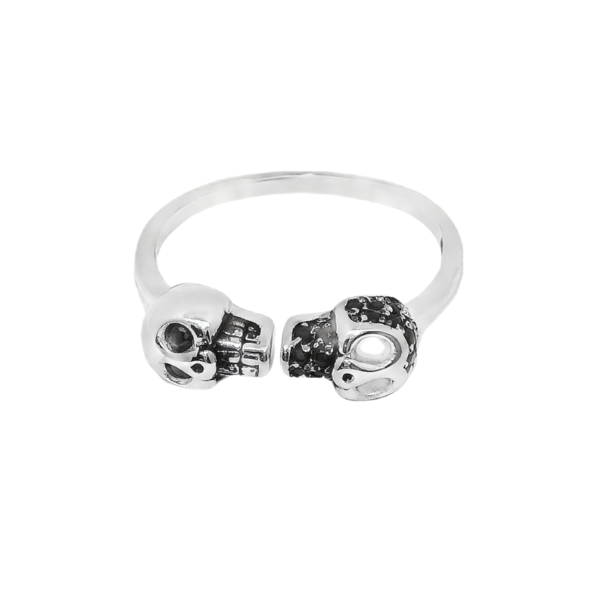 Sterling Silver Black CZ Skull Ring