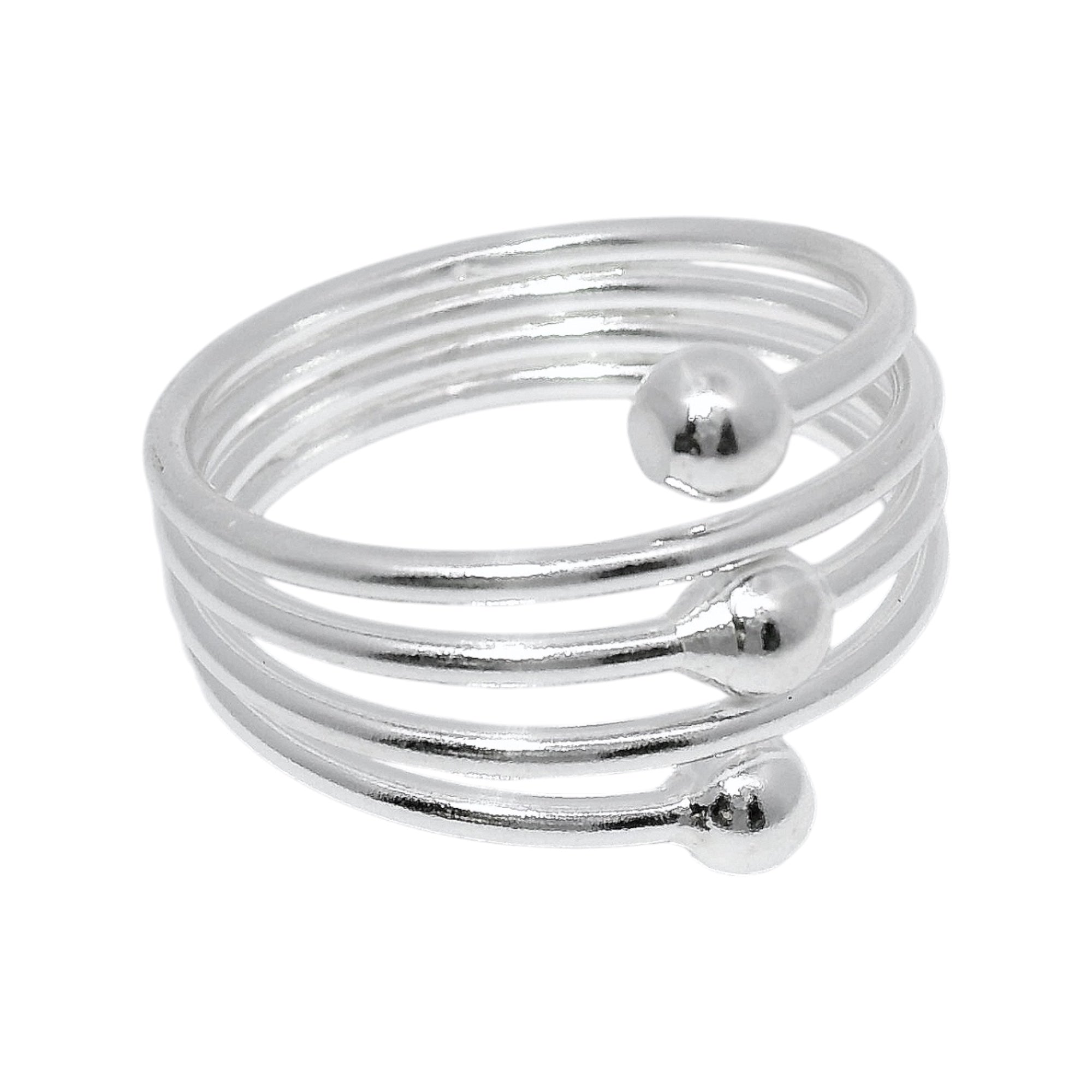 Sterling Silver 3 Bead Ring