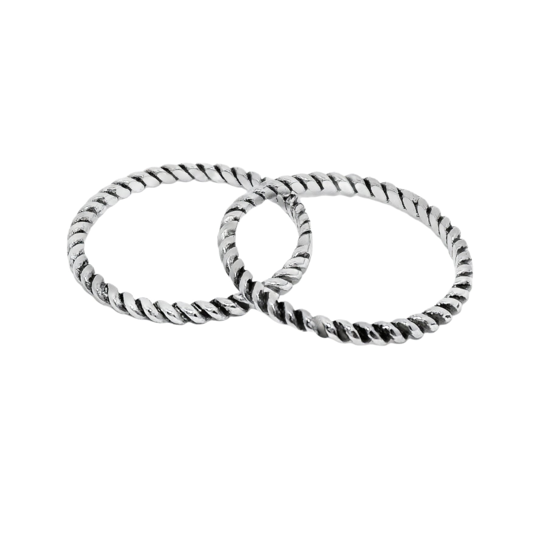Sterling Silver 2 Rope Band Stackable Ring