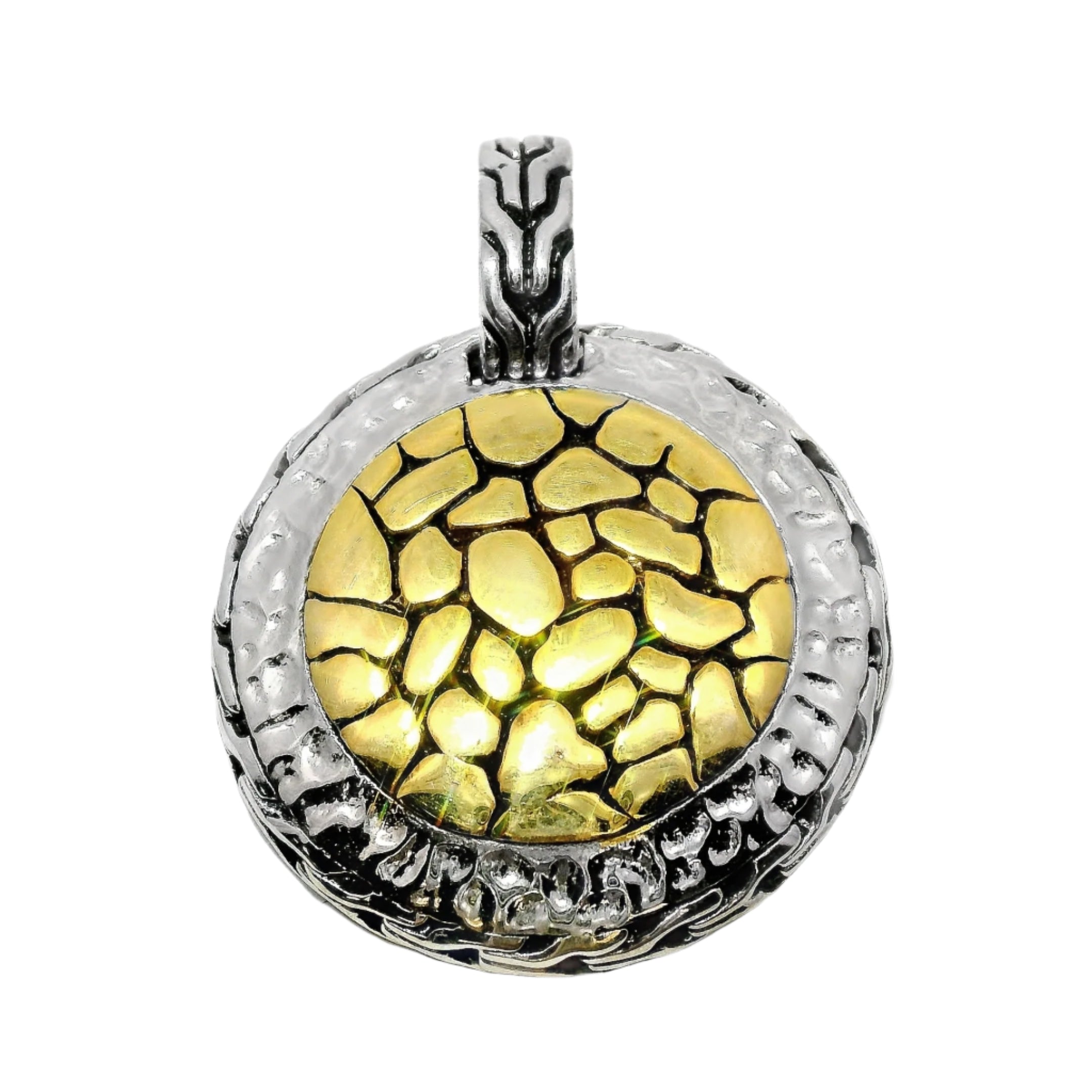 Sterling Silver Two Tone Round Pendant