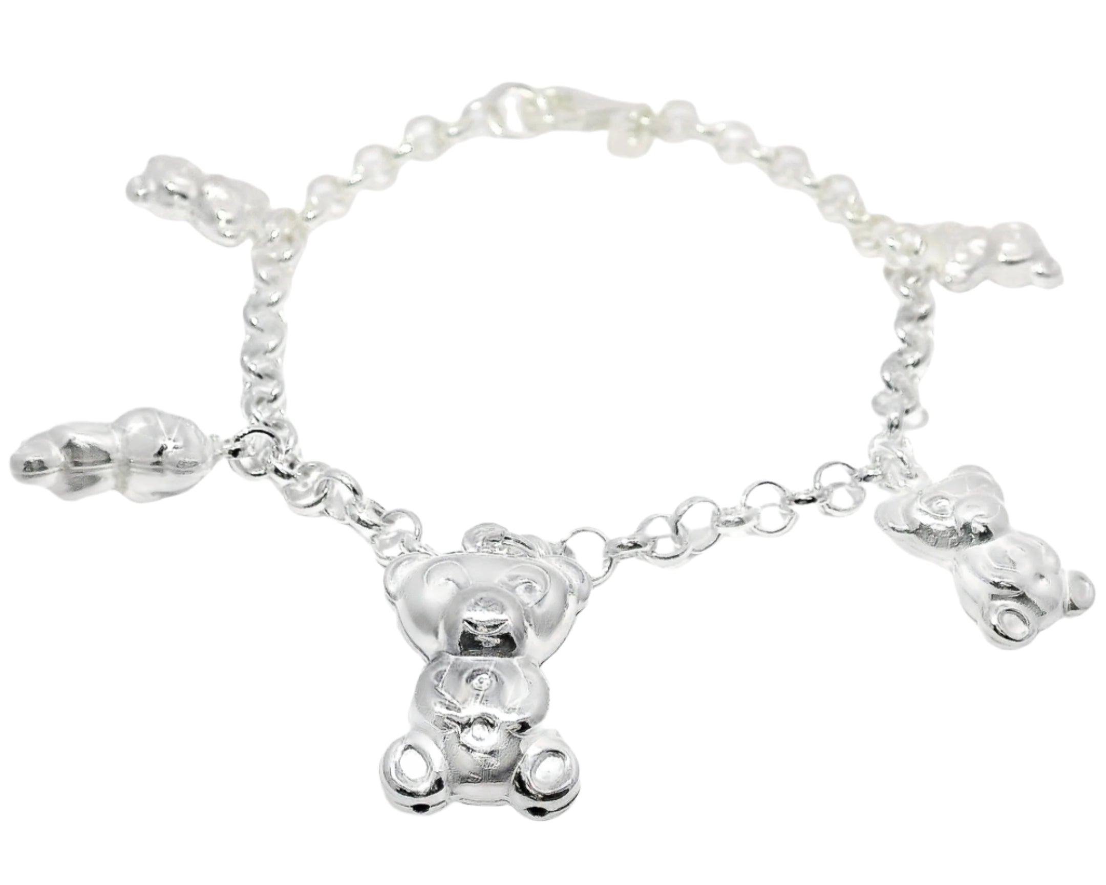 Sterling Silver Teddy Bear Charm Bracelet