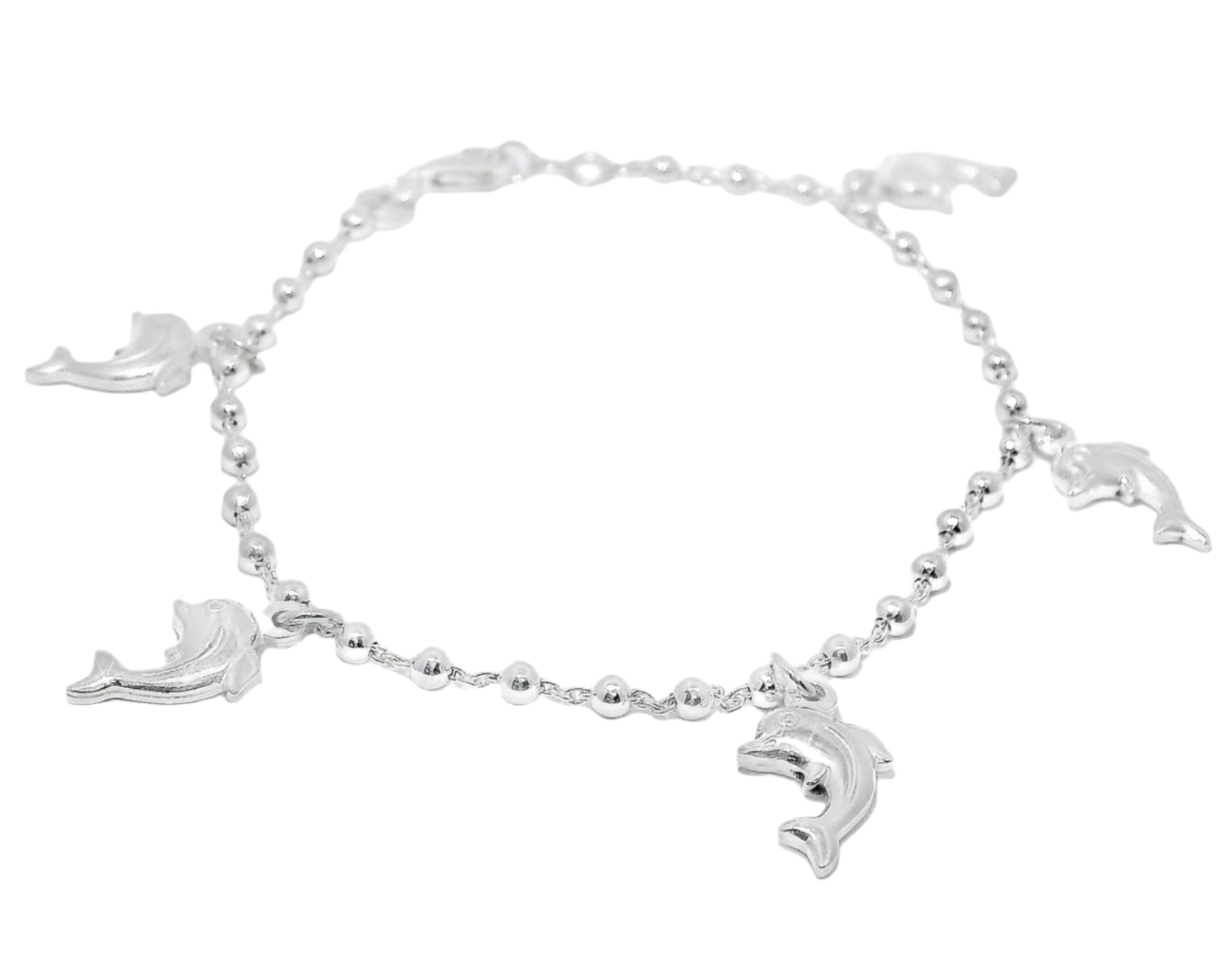 Sterling Silver Dolphin Beaded Bracelet