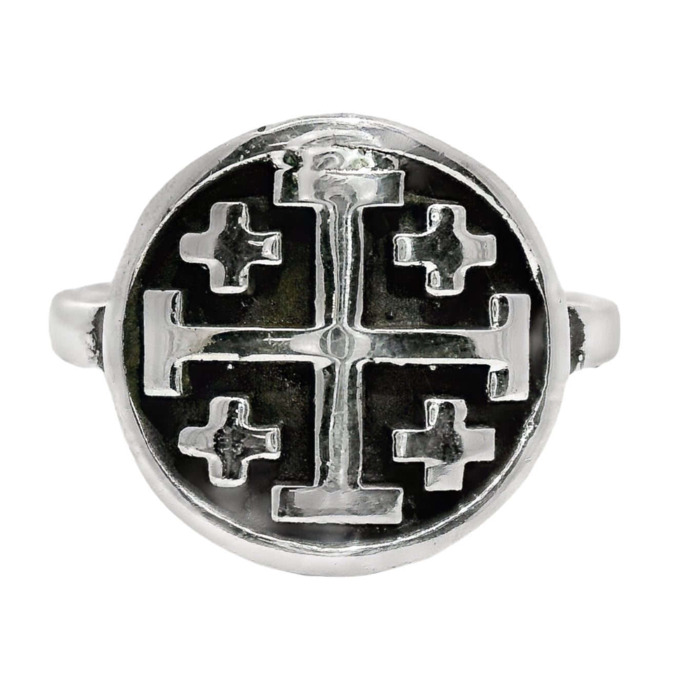Sterling Silver Round Cross Ring