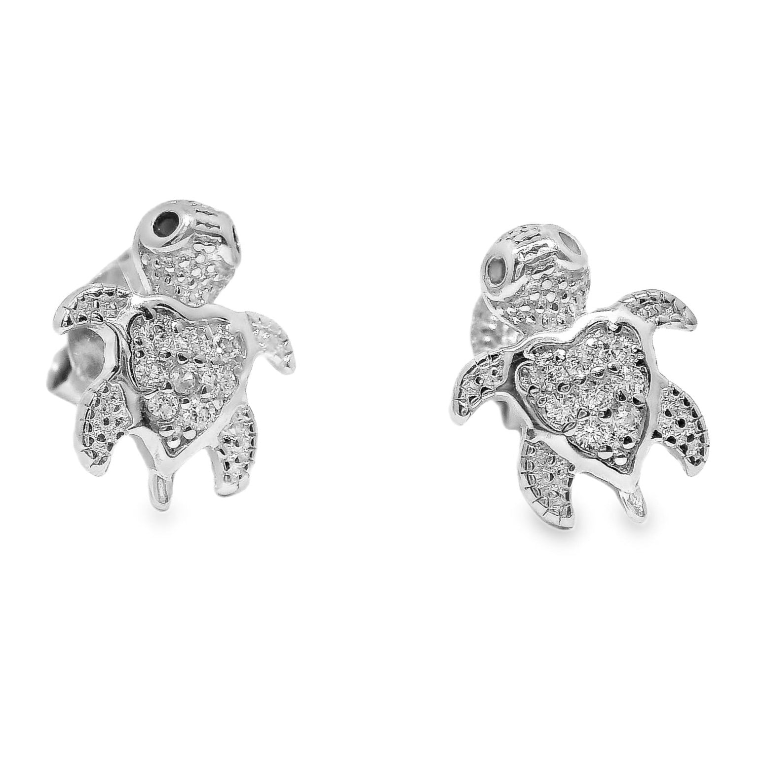 Sterling Silver Turtle CZ Studs
