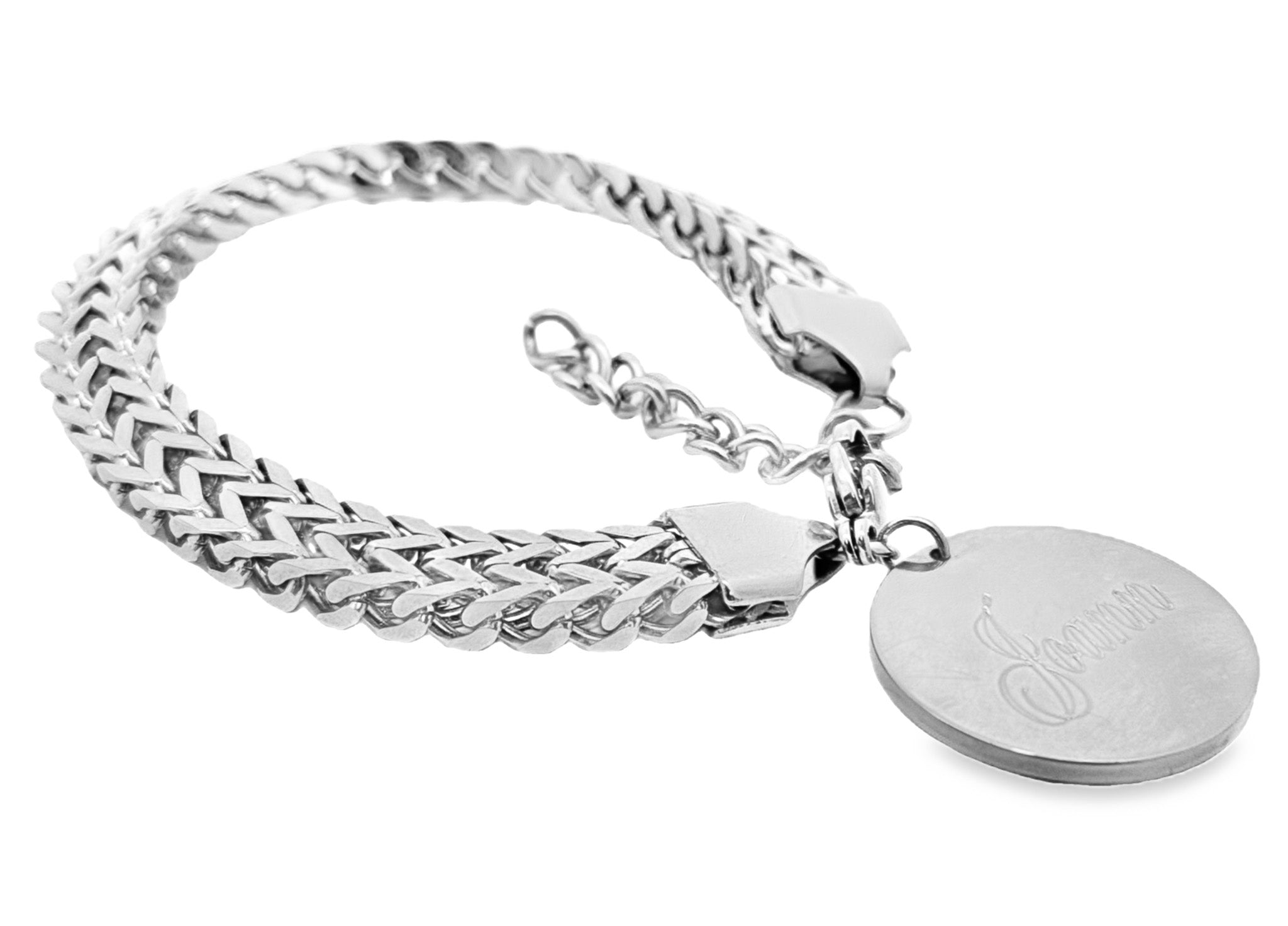Stainless Steel Braided Link Engravable Bracelet