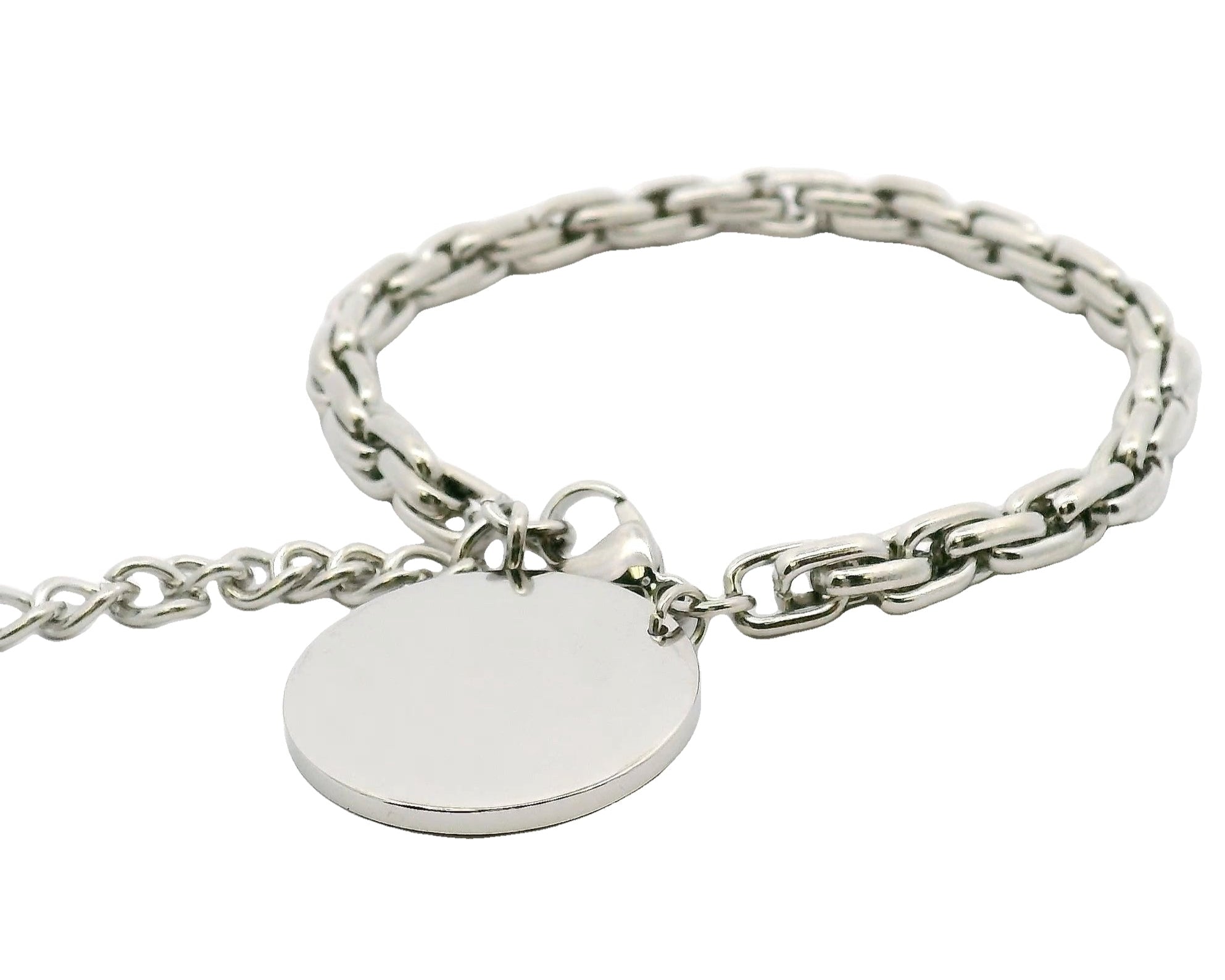 Stainless Steel Tight Interlocking Link Engravable Bracelet