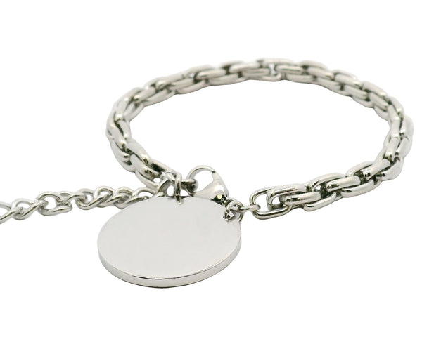 Stainless Steel Tight Interlocking Link Engravable Bracelet