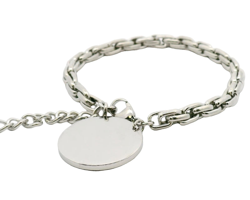 Stainless Steel Tight Interlocking Link Engravable Bracelet