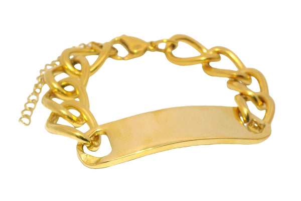 Stainless Steel Gold Plated Cuban Bracelet ID