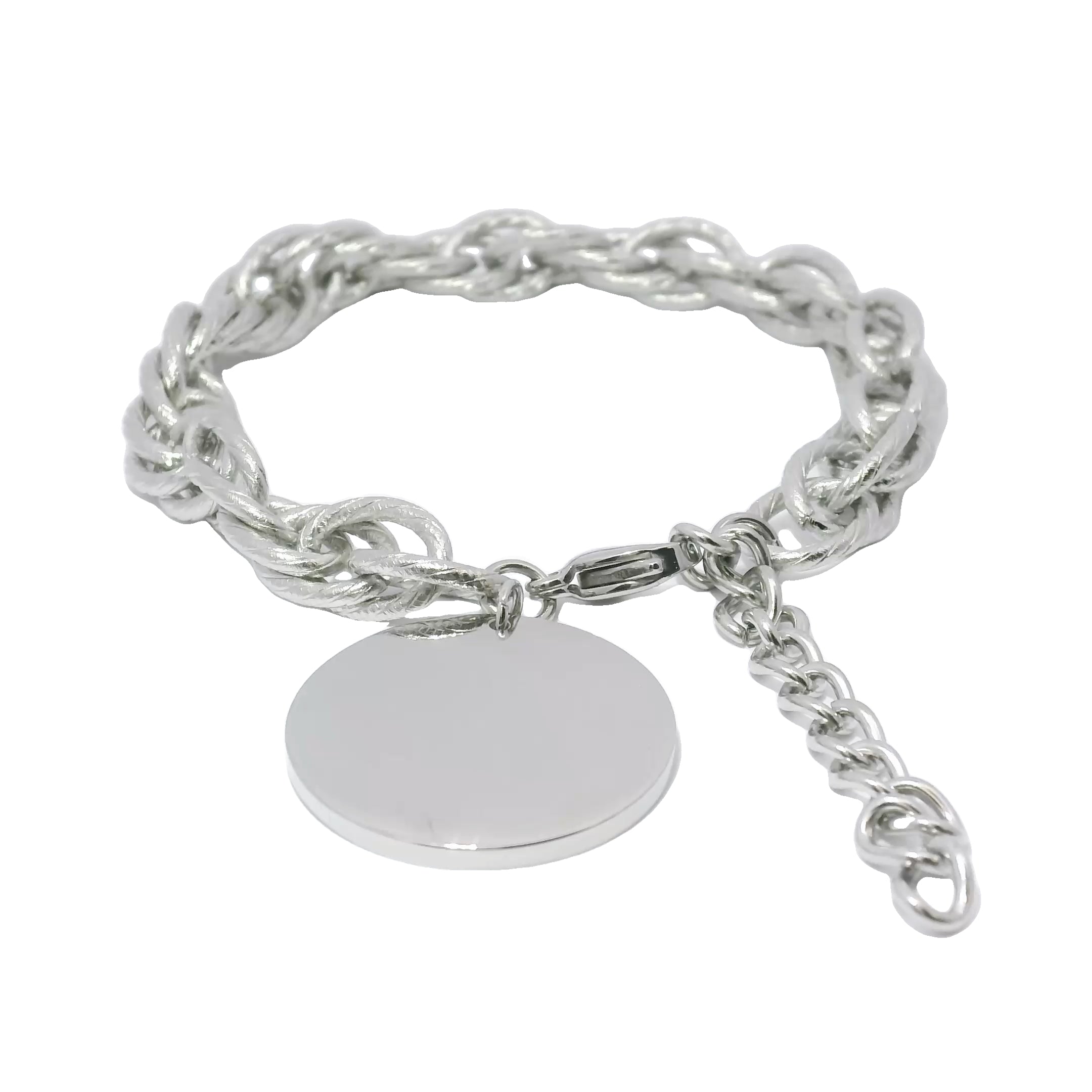 Stainless Interlocking Double Link Pattern Engravable Bracelet