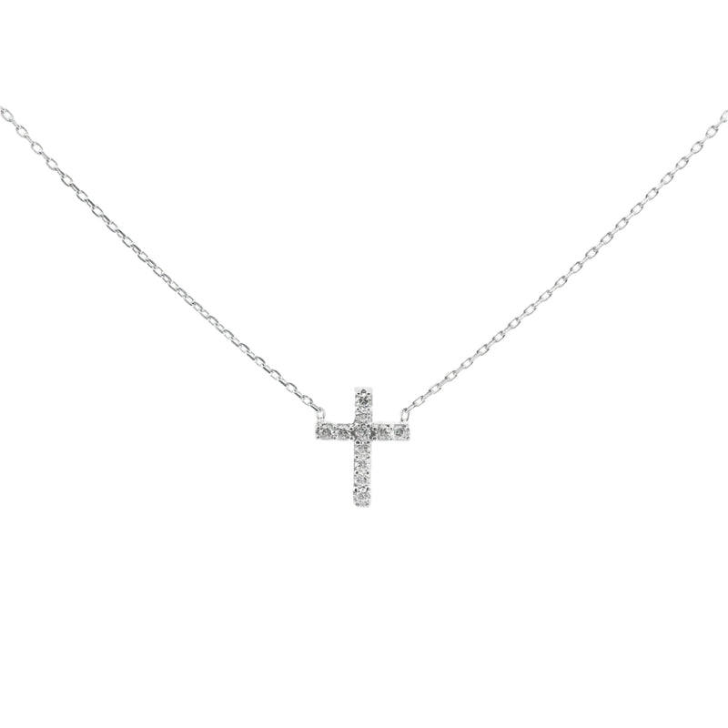 Sterling Silver Small CZ Cross Necklace