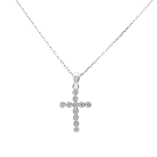 Sterling Silver CZ Bubble Cross Necklace