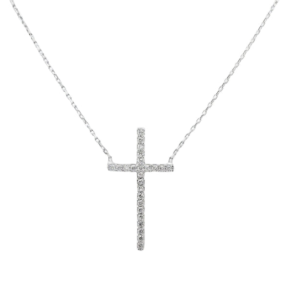 Sterling Silver CZ Cross Necklace