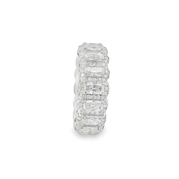 Sterling Silver Moissanite Radiant Cut Halo Eternity Band