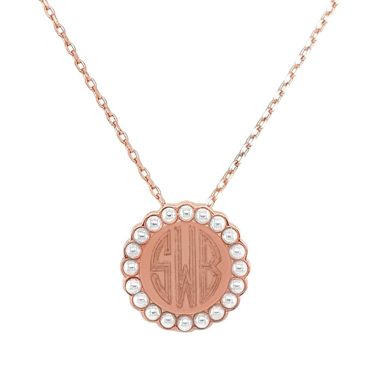 Sterling Silver Engravable Round Pearl Pendant Necklaces