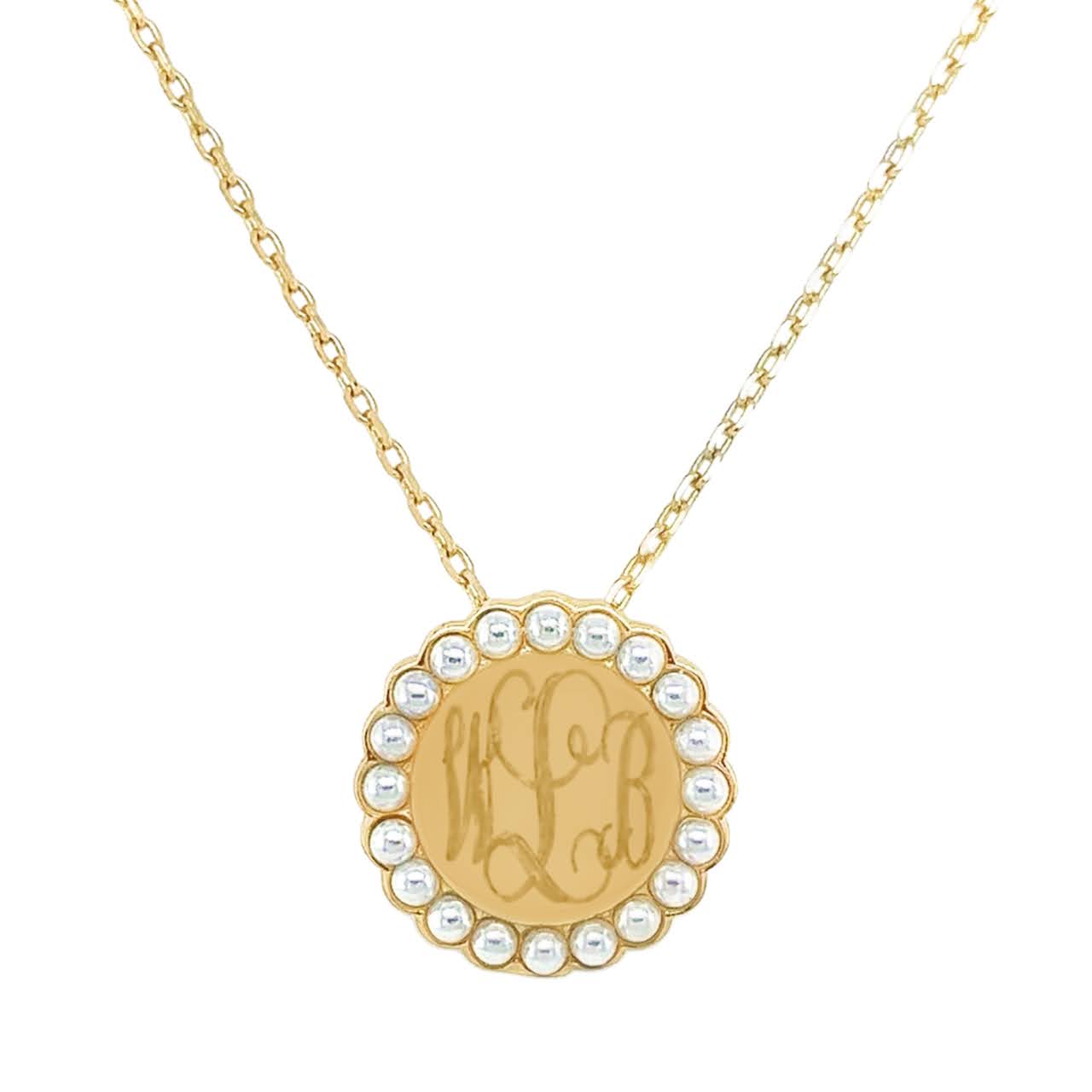 Sterling Silver Engravable Round Pearl Pendant Necklaces