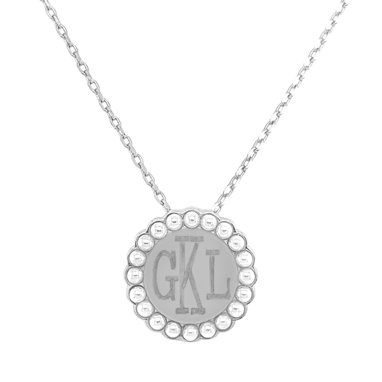 Sterling Silver Engravable Round Pearl Pendant Necklaces