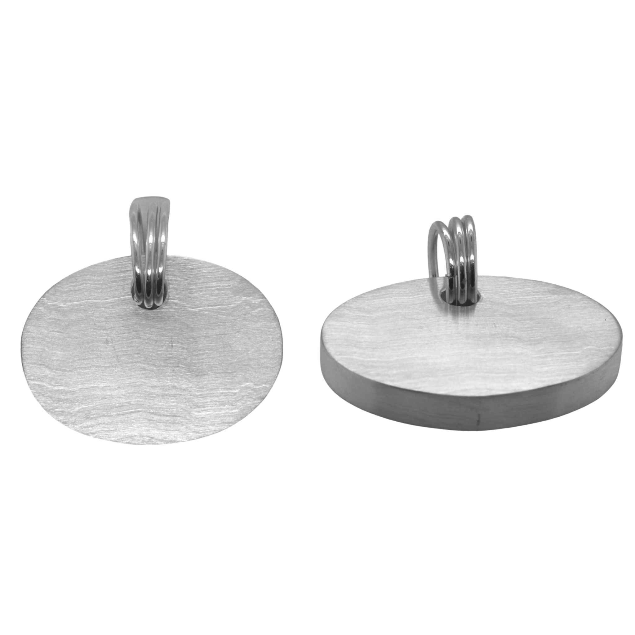 German Silver Engravable Brushed Oval Triple Jump Ring Pendant